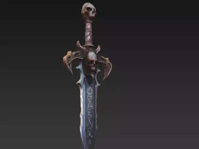 Skullbane Dreadfang - Cursed Necrotic Blade Low-poly 3D model