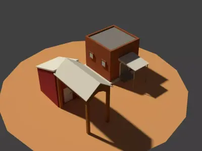 Low Poly Farm Sheds Low-poly 3D model