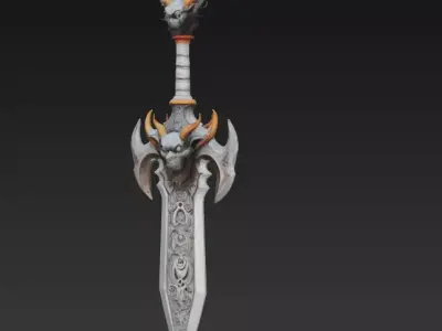 Ashhorn Doomblade - Infernal Skull War Sword Low-poly 3D model