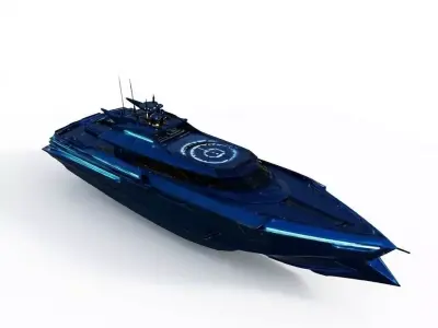 Futuristic Luxury Cyber-Yacht 3D Model Low-poly 3D model