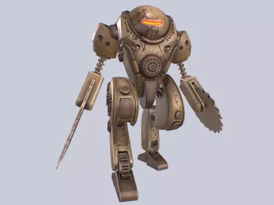 Steampunk mech Low-poly 3D model