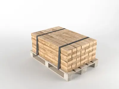Timber on pallet 3D model Low-poly 3D model