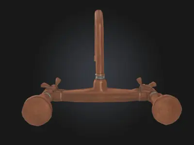 Antique Brass Faucet Vintage Fixture with Ornate Design  3D model