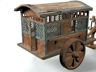 Old Chinese Qin-Han Dynasty Style  Horse Drawn Carriage 3D model