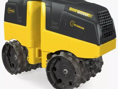 Trench Roller Bomag BMP 8500 Dirty Rigged 3D model
