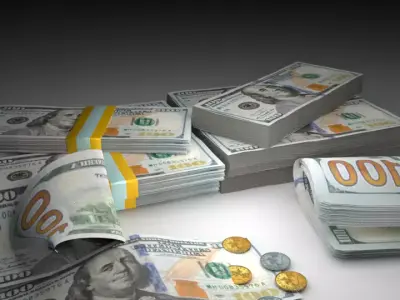 Dollar bills  stack and coins 3d model  Low-poly 3D model