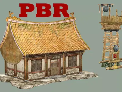 Japan Asian Medieval Hut C House 3D Model Low-poly 3D model
