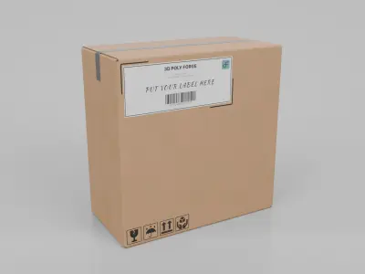 Cardboard Box R-244 - Rigged and Customizable Low-poly 3D model