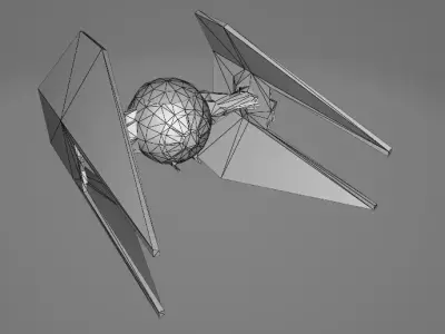 STAR WARS Tie Interceptor Space Ship - Low Poly Game - FBX Model Low-poly 3D model