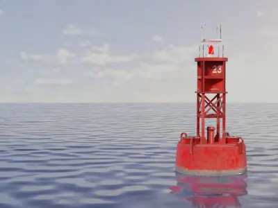 Buoy Game Ready lighthouse floating in ocean Low-poly 3D model