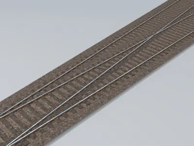 Railway Train Track Low-poly 3D model