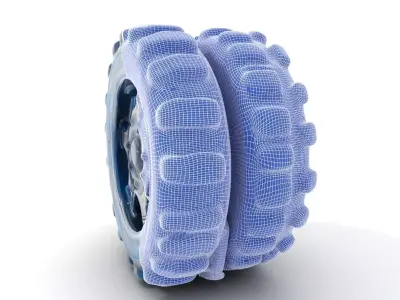 Futuristic HeavyDuty Wheel Model Pack with LED Lights Low-poly 3D model