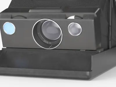Vintage Foldable Land Film Camera Black Body Rigged 3D model