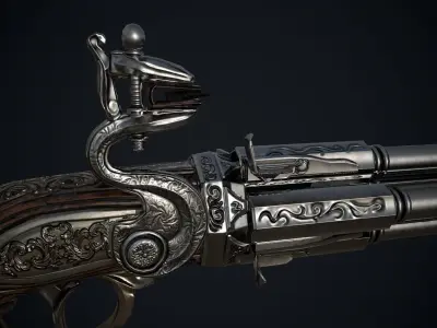 Gun Game ready 3d model with PBR textures Low-poly 3D model