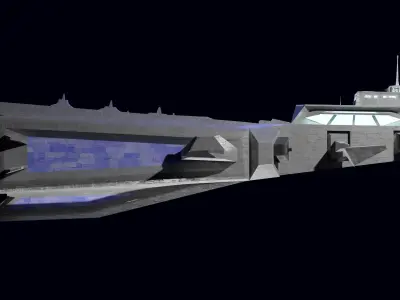 Large Spaceship Low poly 3D model Blender Free 3D model