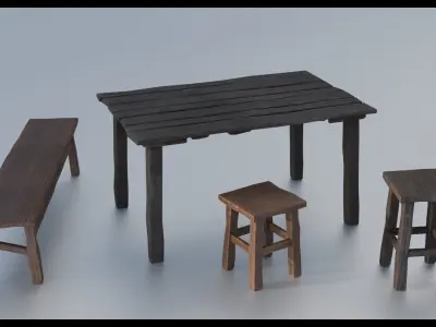 Antique Asset Pack - 40 Items Blender and FBX  Free 3D model