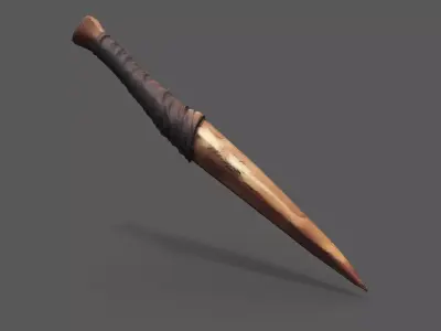 Bone Fang Dagger Free Stylized Primitive Dagger 3D Model Free low-poly 3D model