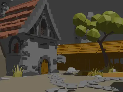 Low Poly Medieval Castle  Free low-poly 3D model