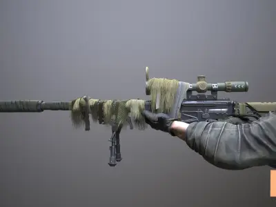 Sniper Rifle 03 Low-poly 3D model