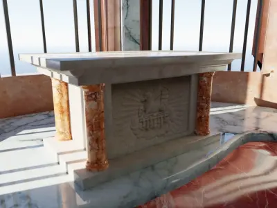Altar 3D realistic model marble pedestal with columns Low-poly 3D model