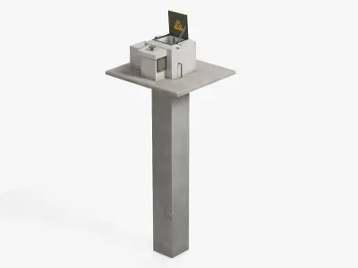 Civil Defense Shelter Entrance Block Rigged for Cinema 4D 3D model