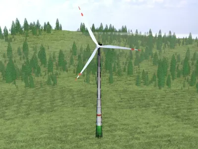 Wind turbine E1 H-160 RD 138 m with animation Low-poly 3D model