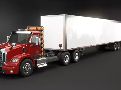 Hydrogen Generic Semi Truck and Dry Van 3D model