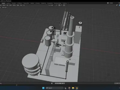 3D Factory Model  Free low-poly 3D model
