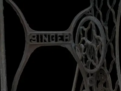 Antique Singer sewing machine stand 3D model