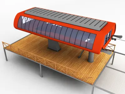 Ski lift station 3D model