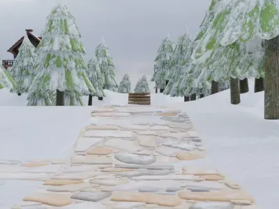 Winter Village Landscape 3D model purchase