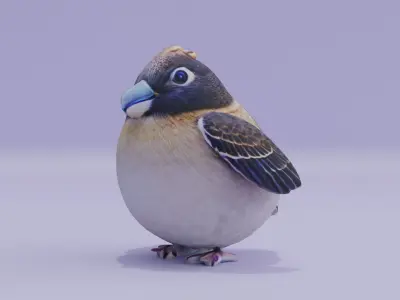 Bird Cute Baby Low-poly 3D model