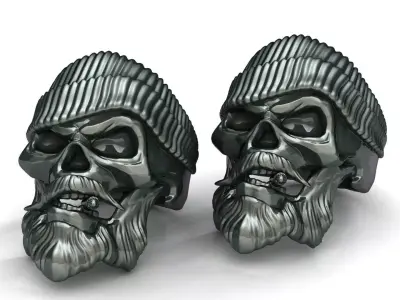 Skull with Beanie Ring Gothic Halloween Jewelry 3D print model