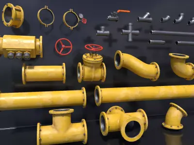Pipe Kit Low-poly 3D model