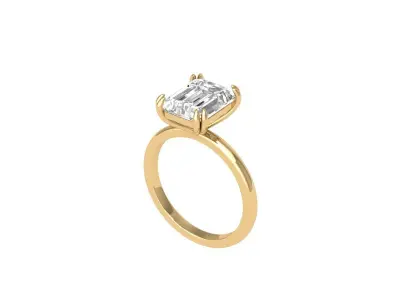 Emerald Solitaire Ring 3D print model 8