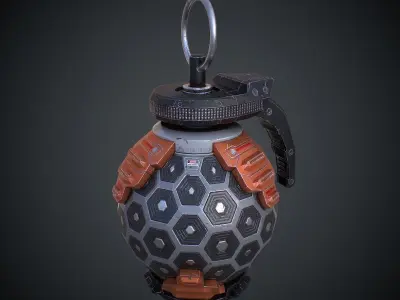 Spherical Scifi Grenade PBR Low-poly 3D model