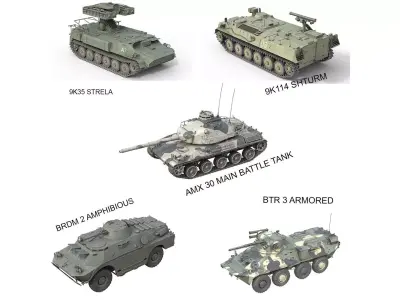 5 Military Vehicles Collection v27 Low-poly 3D model