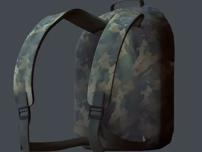 Backpack military combat Black baggage Low-poly Low-poly 3D model 8