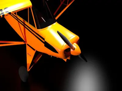 aircraft orange airplane flying in sky 3D model
