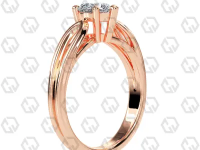 Ring 224 Heart shape split shank solitaire ring with Gems 3D print model