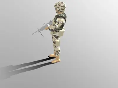 Soldier low poly 3D model Low-poly 3D model