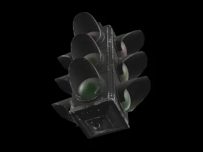 quadruple traffic lights 02 3D model