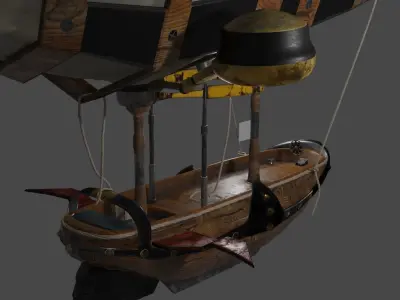 FLYERBANK steampunk hot air balloon Low-poly 3D model