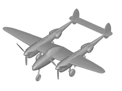 Lockheed P-38 Lightning 3D model shop