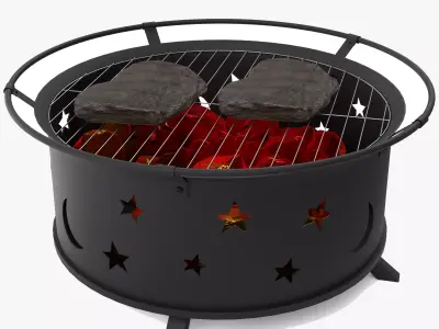 Outdoor BBQ Grill Low-poly 3D model