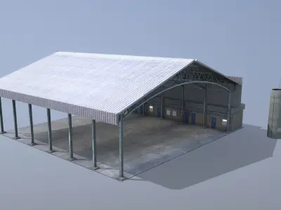 MilitaryBase PortoVelho Hangar 03 Low-poly 3D model