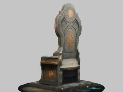 Fantasy Ancient Throne 3D Model Low-poly 3D model
