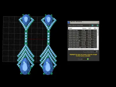 Majestic Earrings with Pear diamonds and Round diamonds 3D print model purchase