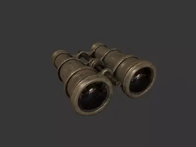 Old Binoculars - Vintage Binoculars - Brass - Binoculars  Low-poly 3D model