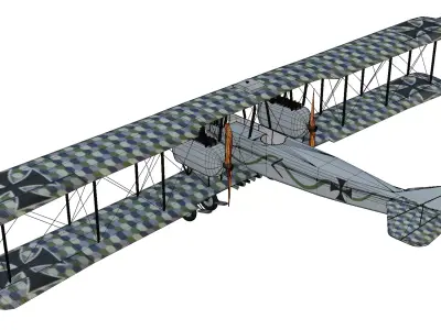 Gotha GV Historic Bomber Low-poly 3D model